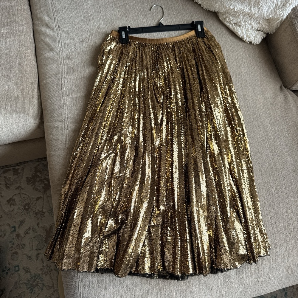 Polo by Ralph Lauren Shimmering Gold Sequin Midi Skirt